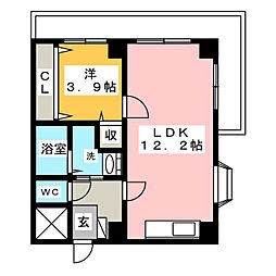 ハイツ三浦 1LDKの間取図画像