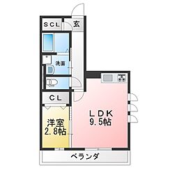 レジデンス神領 1LDKの間取図画像