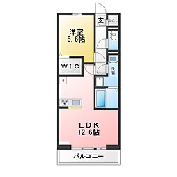 オレオール中央通 1LDKの間取図画像