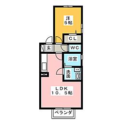 ハイツグランシャリオ2 1LDKの間取図画像