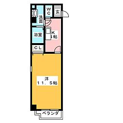 フィオーレ関田 1Kの間取図画像
