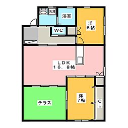 ベリアスシャイニー 2LDKの間取図画像