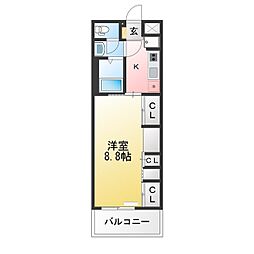 Aira高蔵寺 1Kの間取図画像