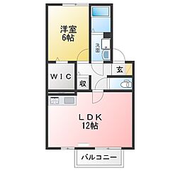 グリシーヌ 1LDKの間取図画像