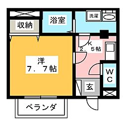 ワッフル 1階1Kの間取り