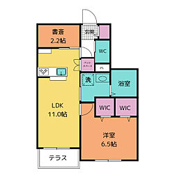 新築クローバーテラス 1階1LDKの間取り