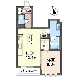 新築フジスター刈谷 2階1LDKの間取り