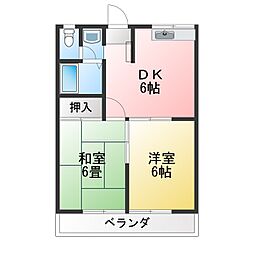 エステートピアヘキヨウA 2DKの間取図画像
