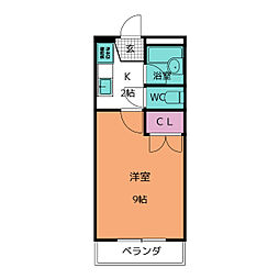 パレスアオイ 1階1Kの間取り