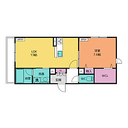 アレービアン 1階1LDKの間取り