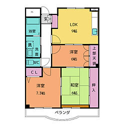 パラサンピア　III 2階3DKの間取り