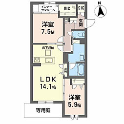 新築ユーフォリア 1階2LDKの間取り