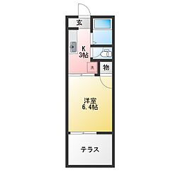 フォーブル角岡 1階1Kの間取り