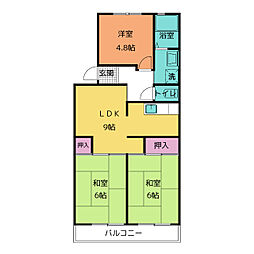 パークハイツ司 3階3LDKの間取り