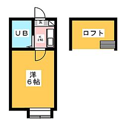 コスモ21刈谷 2階1Kの間取り