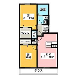 グランマルシェ 1階2LDKの間取り