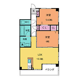 カーサ　グランデ 1階2LDKの間取り