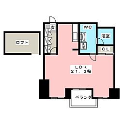 シャトーヨサミ ワンルームの間取図画像