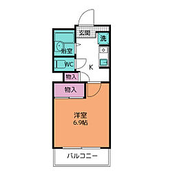 グロワール21 1Kの間取図画像