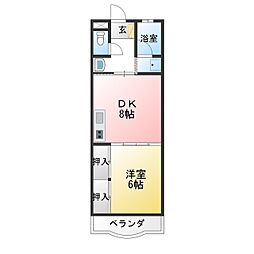 めぞんオリーブ 1DKの間取図画像