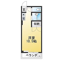 コーポリバティー ワンルームの間取図画像