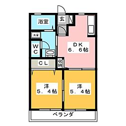 シャーメゾン青木 2DKの間取図画像