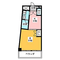 カーサヨサミ 1Kの間取図画像
