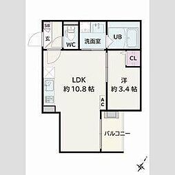 Jack shinsakaeI 1LDKの間取図画像