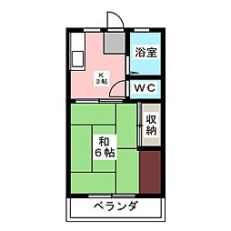 サンシテイ神明A 1Kの間取図画像