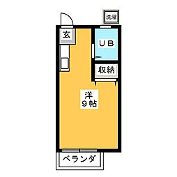 カーサビアンカS ワンルームの間取図画像