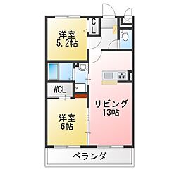 刈谷市司町2丁目マンション 2LDKの間取図画像