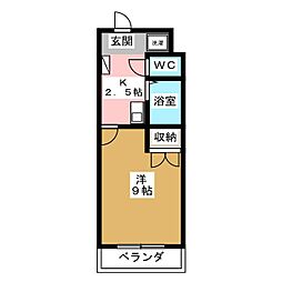 マリシテン神明 1Kの間取図画像