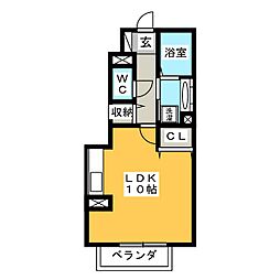 ヴィラ小山A ワンルームの間取図画像