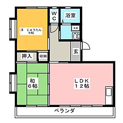 グレース磯村 2LDKの間取図画像