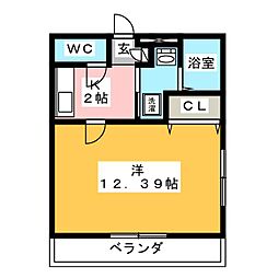 アンプルールリーブル悠1 1Kの間取図画像