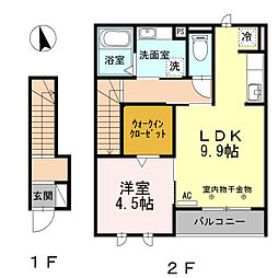 プランドールT.T 1LDKの間取図画像