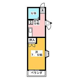 グリーンスクウェア 1DKの間取図画像