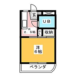 シティハウス18 1Kの間取図画像