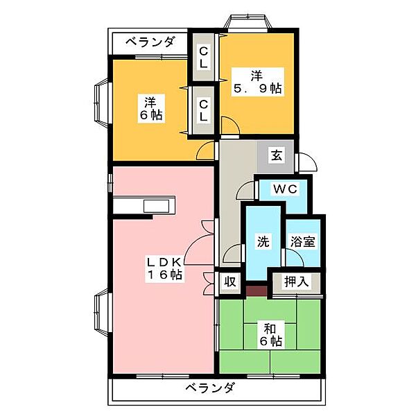 サンフラワーＣハイツ ｜愛知県春日井市朝宮町１丁目(賃貸マンション3LDK・2階・76.95㎡)の写真 その2