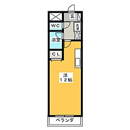 ラ・プリミエール 4階ワンルームの間取り