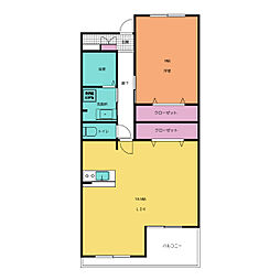 パインアネックス 4階1LDKの間取り