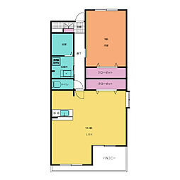 パインアネックス 1LDKの間取図画像