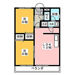 メゾン長縄 5階2LDKの間取り