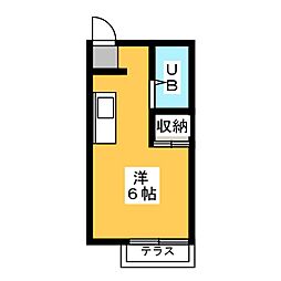 コーポモリタ 1階ワンルームの間取り