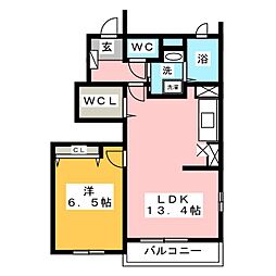 アプローズ　Ｋ 1階1LDKの間取り