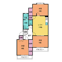 サンフラワーＡハイツ 2階3LDKの間取り