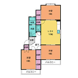 サンフラワーＡハイツ 2階3LDKの間取り
