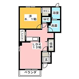 グラン　ソレイユ 1階1LDKの間取り