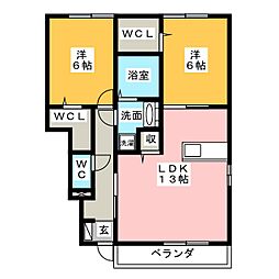 ユーパレス 1階2LDKの間取り