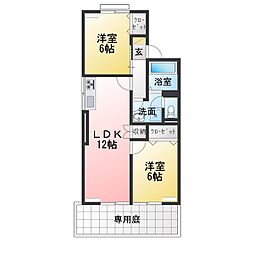 グリーンパーク井上A 2LDKの間取図画像